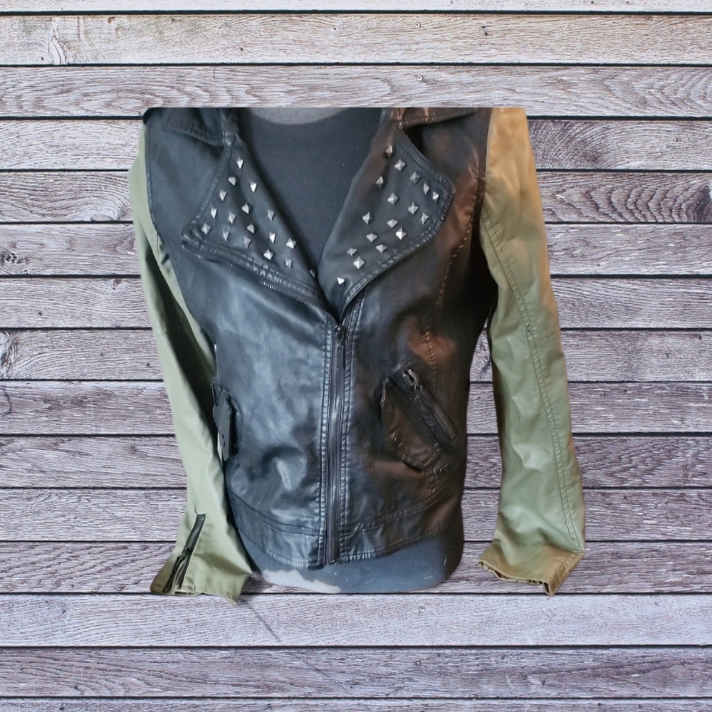 Studded Black and Green Jacket